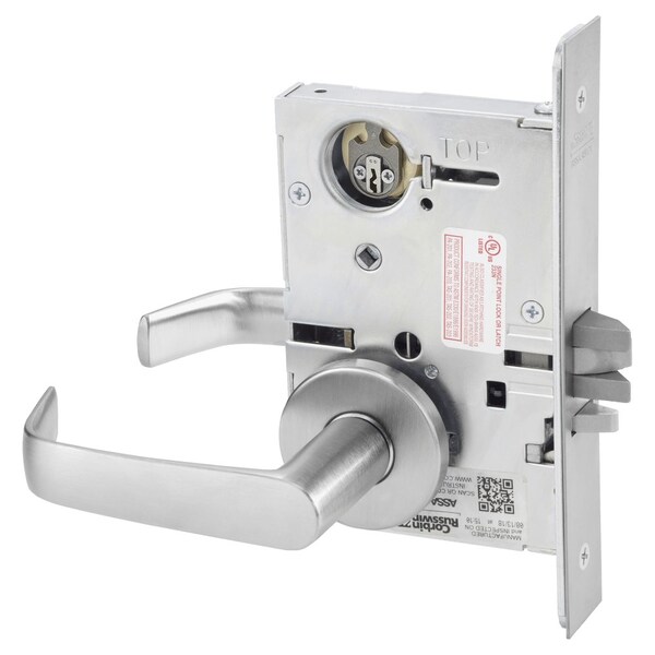 Storeroom or Closet Mortise Lock, NS Lever, B Rose, Satin Stainless Steel